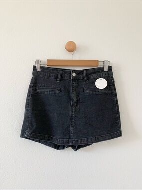 Dazy Dark Wash Gray Denim Jean Skort Skirt with Shorts US Large